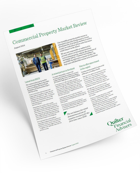 Commercial property market review monthly newsletter cover